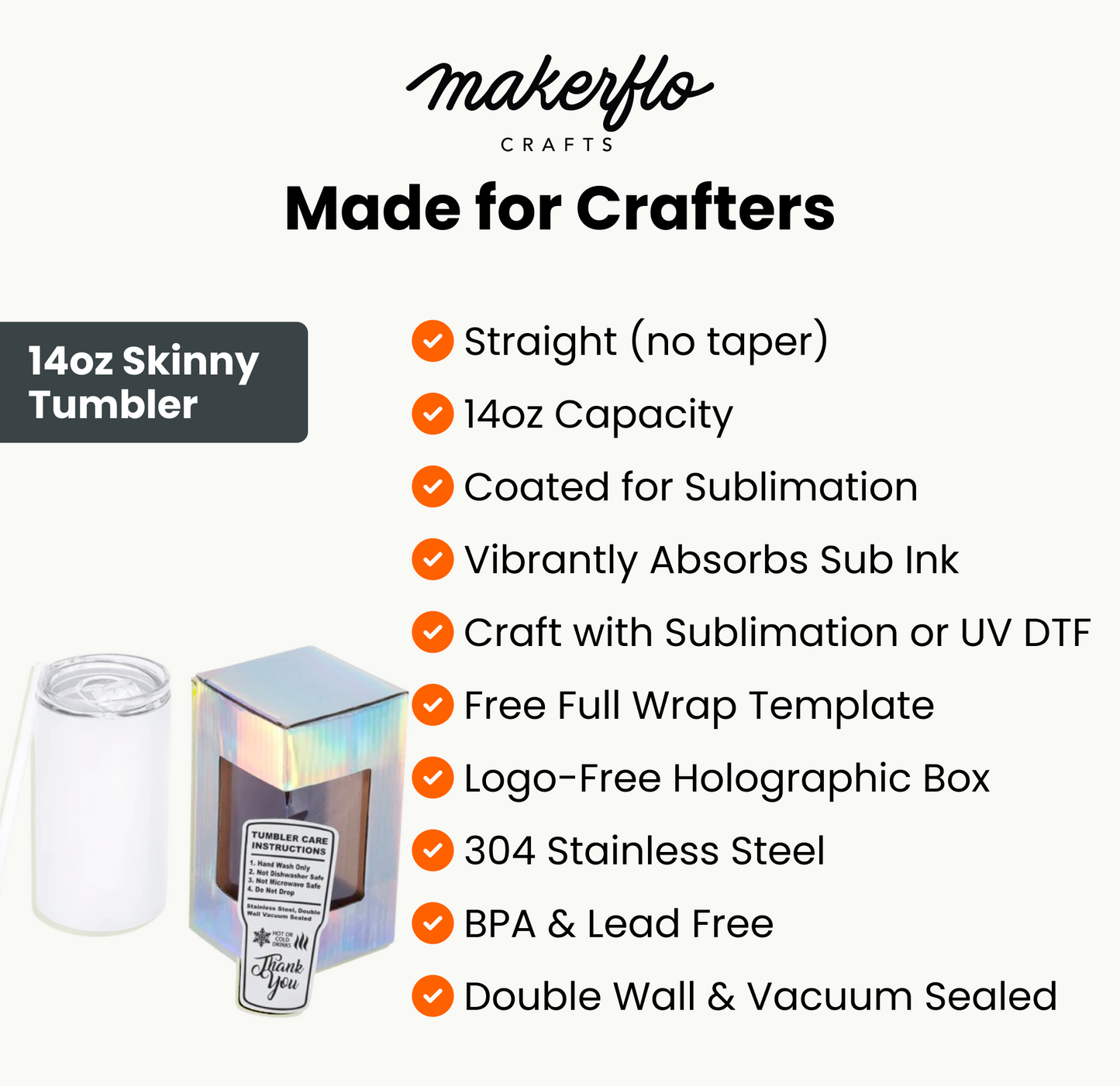 14oz Skinny Sublimation Tumbler